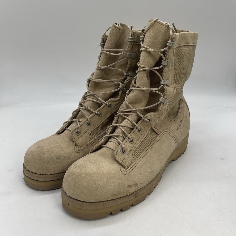 Wellco Hot Weather Desert Combat Boots Mens 11.5 Beige Lace Up Outdoor Suede
